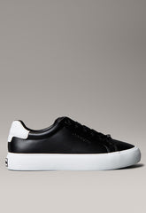 Calvin Klein Womens Lth Lace Up Sneaker Black And White