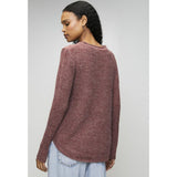 Mandi Womens Crew Neck Sweater With Side Buttons In Plum