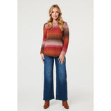 Mandi Womens Crew Neck Ombre Effect Sweater In Multi