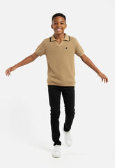Polo Boys Sipho Knitted Short Sleeves Golfer Camel