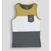 Polo Boys Jude Colour Blocked Sleeveless Vest In Gunmetal/Gold/White