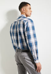 Polo Easy Care Check Shirt For Men In Blue