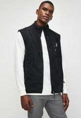Jeep Mens Polar Fleece Gilet Sleeveless Jacket In Black