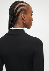 Polo Women Mya Long Sleeve Knit Pleated Black Dress