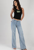 Sissy boy Womens Green Bling Vest with In Black