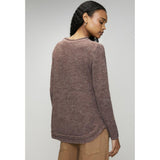 Mandi Womens Crewneck Sweater With Side Buttons In Chocolate