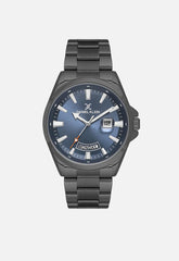 Daniel Klein Mens Black Watch With Gun Blue Dial