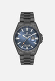 Daniel Klein Mens Black Watch With Gun Blue Dial