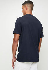 Guess Mens Ss Logo Tee Navy