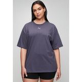 Puma Womens Essential Relaxed Short Sleeves T-Shirt In Inky Depths