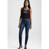 Sissy boy Womens Bianca Mid-Waist Skinny Jeans In Dark Blue