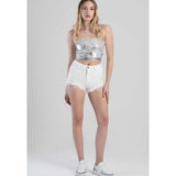 Sissyboy P30820 High Waist Shorts With Hem Detail White