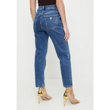 Guess Womens Ella High Rise Mom Jean In Mid Wash