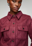 Stella Morgan Long Sleeve Snap Button Crop Faux Suede Jacket In Purple