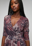 Stella Morgan Half Sleeve V-Neck Crossover In Burgundy