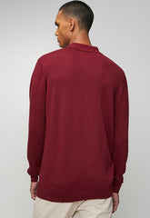 Ben Sherman Knit Sportshirt In Berry