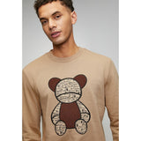 Ben Sherman Mens Bear Applique Fur Crew Sweatshirt In Cornstalk