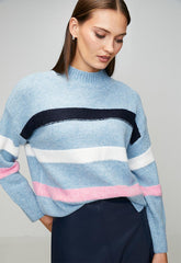 Stella Morgan Womens Stripe Sweater In Skylight