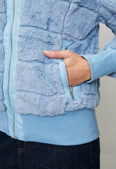 Stella Morgan Womens Zip Through Faux Fur Jacket In Light Blue