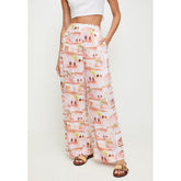 Mandi High Waisted Leg Palazo Printed Pant In Coral