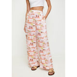 Mandi High Waisted Leg Palazo Printed Pant In Coral