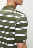 Jeep Mens Yarn Dye Stripe Golfer In Fatigue