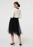 Stella Morgan Long Sleeve Combination Dress With Knitted In Black & White
