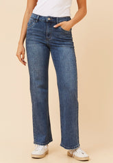 Stella Morgan High Waisted Wide Leg Jeans In Denim Dark