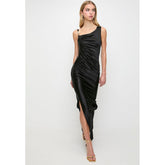 Sissy boy Ladies Asymmetric Maxi Dress With Ruching In Black