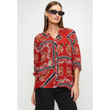 Mandi Womens Halfsleeve Easy Wearing Batwing Blouse In Red