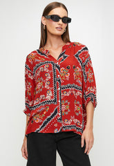 Mandi Womens Halfsleeve Easy Wearing Batwing Blouse In Red