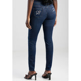 Sissy boy Womens Bianca Mid-Waist Skinny Jeans In Dark Blue