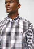 Pringle Mens Roger Gingham Tailored Shirt In Brown And Navy
