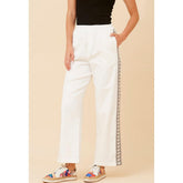 Mandi Womens High Waisted Elastic Wide Leg Pants In White