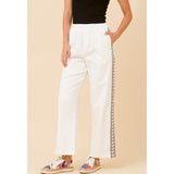 Mandi Womens High Waisted Elastic Wide Leg Pants In White