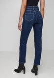 Izabel London Ladies High Waist Straight Leg Jeans In Dark Blue