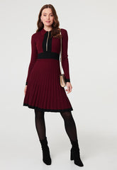 Stella Morgan Womens Quarter Zip Knitted Dress In Burgundy