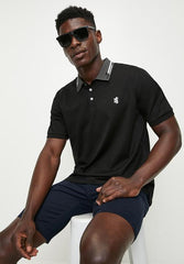 Pringle James Jacquard Collar Golfer Black