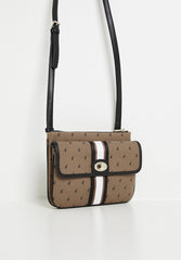 Polo Double Pocket Cross Body Sling Bag In Camel