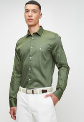 Polo Mens Essential Sateen Long Sleeves Shirt In Green