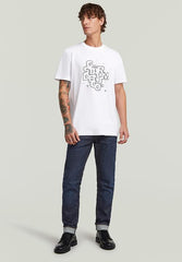 G-Star Raw Mens White Hd Print R T-Shirt