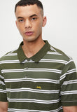 Jeep Mens Yarn Dye Stripe Golfer In Fatigue