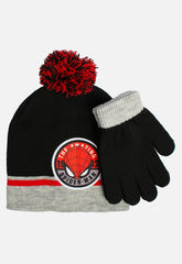Boys 2Pc Beanie & Glove Set Spiderman Black