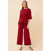 Izabel London Top & Wide Leg Trousers Set In Red