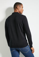 Ben Sherman Knit Sportshirt In Black