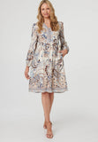 Stella Morgan Long Sleeve With Elastic At Cuff V-Neck Dress In Multi