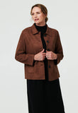 Izabel London Womens Faux Suede Crop Jacket In Brown