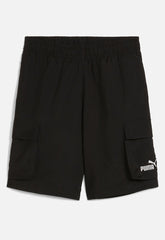 Puma Boys Essential No.1 Logo Woven Cargo Shorts In Black