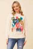 Stella Morgan Womans Printed Screw Neck Sweater In Cream