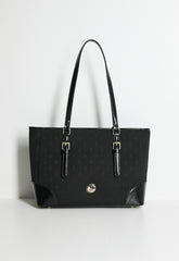 Polo Jacquard Medium Market Tote Bag In Black